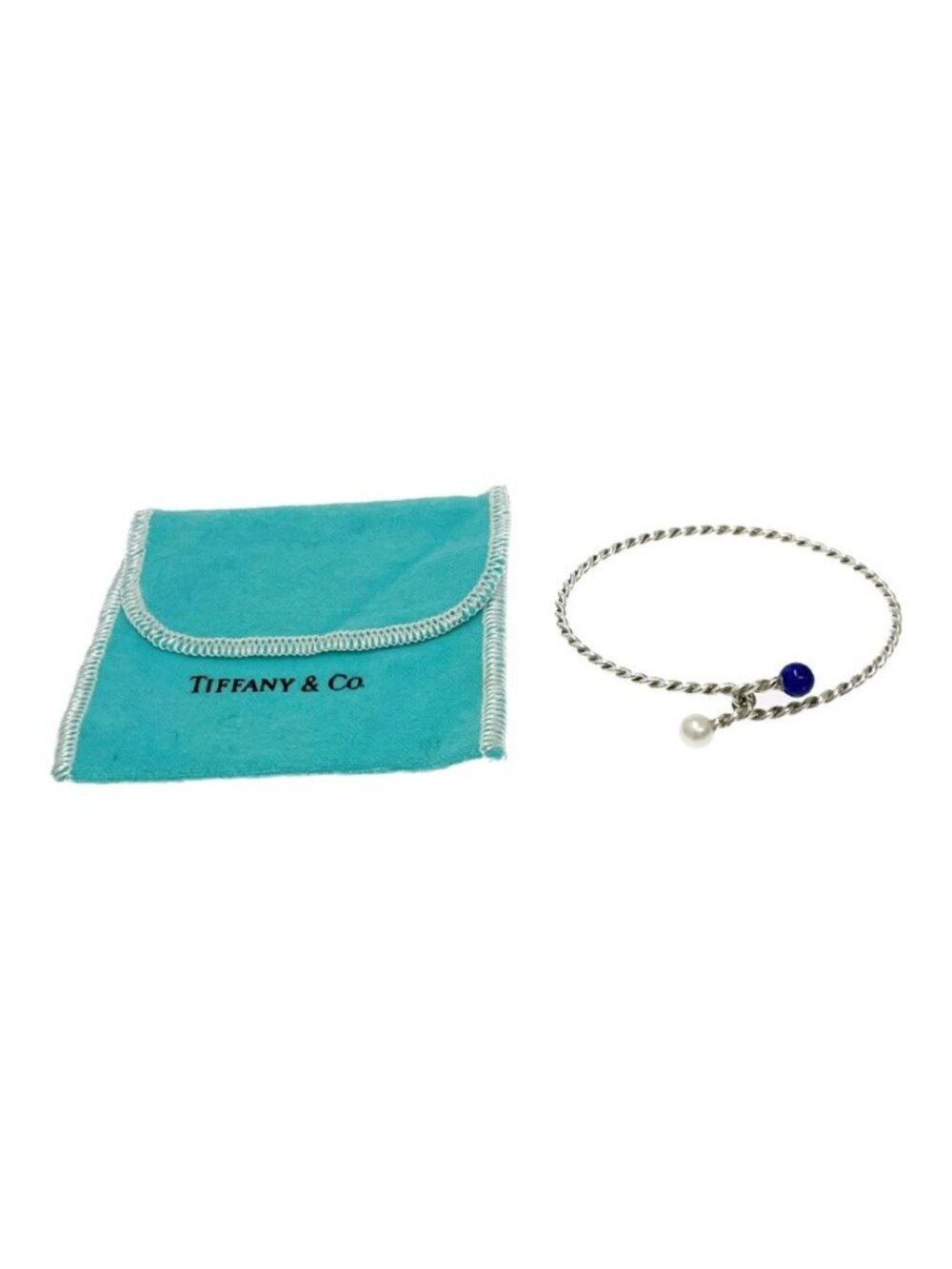 Tiffany & Co Silver Pearl Twist Bangle Bracelet